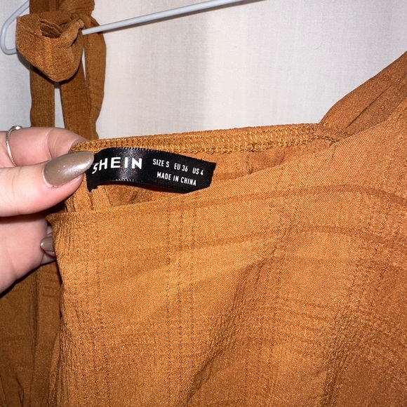 Burnt Orange/ Brown Dress w/ Tie Up Straps - Picture 8 of 9